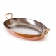 MAUVIEL 6524 - Plat ovale en cuivre intérieur inox bilaminé monture bronze